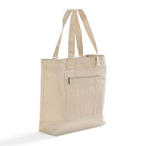 Bolsas de Compras de Lona Resistente de Color Sólido con Cierre y Bolsillo Frontal - Product Image 2