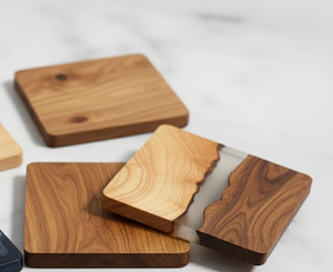 Juego de Posavasos de Resina y Madera Hechos a Mano por AZ ENTERPRISES |   Resina Epoxi de Madera Maciza Natural |   Protección de Mesa Resistente al Calor y Duradera - Product Image 6