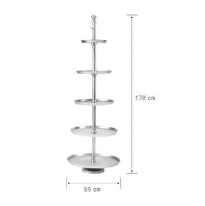 Présentoir métallique de haute qualité, 3 étagères rondes, finition argent métallique, bon choix de support en Aluminium métallique solide - Product Image 3