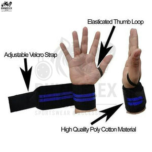 Muñequeras ajustables para levantamiento de pesas con bucles para pulgar, accesorios de gimnasio personalizados para muñequeras transpirables a la venta - Product Image 5