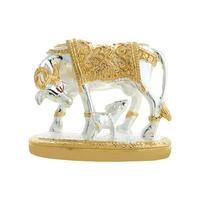 Kamdhenu Om Vache et veau, statue religieuse en métal plaqué argent, sculptée avec précision, décoration de temple domestique, cadeau, antique, moderne, 3D