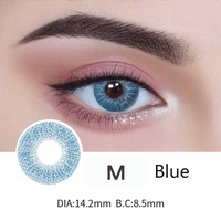 Boîte à lentilles de contact en hydrogel respirant imprimée sur mesure, emballée dans un sac OPP, lentilles colorées de 14,2 mm, une paire, articles de première nécessité quotidiens