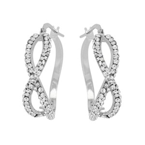 Boucles d'oreilles DelPia Style Infini, tube externe 10 % or 18 carats sur argent sterling 925, cristaux blancs à l'intérieur, rose 10x15mm - Product Image 2