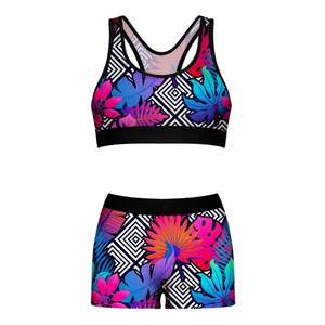Sublimación personalizada Sujetador deportivo sin costuras Pantalones cortos Mujeres Dos piezas Gimnasio Activewear Secado rápido Correr Entrenamiento Fitness Conjuntos - Product Image 1