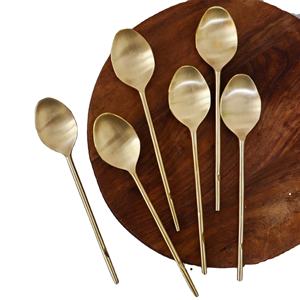 Couverts en laiton mat de haute qualité cuillère coupe poignée avec miroir polonais à la main pour la maison hôtel Restaurant fête voyage-amical - Product Image 1