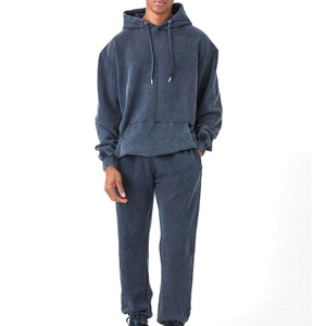 Chándal de gran tamaño de algodón 100%, chándal de invierno lavado con ácido, chándal transpirable para hombre, chándal con logotipo personalizado de alta calidad - Product Image 1