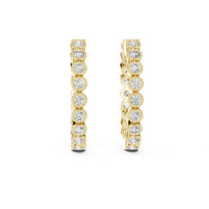 Pendientes de Oro Amarillo de 14K con Diamantes Redondos para Mujer, Elegantes y de Lujo, Certificados, Regalo de Aniversario - Product Image 1
