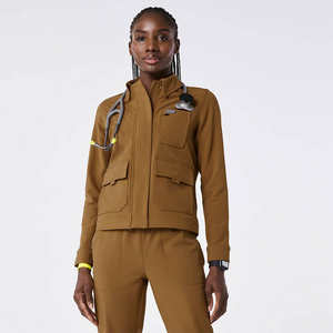 Enfermera personalizada Scrubs chaquetas uniformes al por mayor de punto Scrubs chaquetas médicas con cremallera - Product Image 1