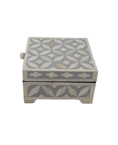 Boîte à bijoux de luxe en bois et incrustations d'os, motif floral, taille/couleur personnalisables, emballage sécurisé pour bagues et rangement de bijoux - Product Image 4