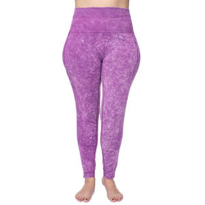 Mallas de mujer de cintura alta con lavado ácido superventas en Color sólido, mallas de mujer de lavado ácido con lazo de longitud completa - Product Image 1