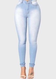 Jeans de Mezclilla para Mujer, Corte Recto, Cintura Media, Ecológicos, 300g, Lavado Azul, Cómodos, Elásticos, Casuales, Venta al Por Mayor - Product Image 6