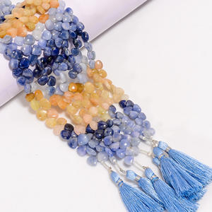 Cuentas de zafiro, cuentas lisas con forma de corazón de zafiro múltiple, cuentas de piedras preciosas de zafiro múltiple, cuentas de zafiro múltiple para la fabricación de joyas - Product Image 3