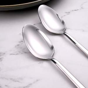 Sleekline <b>Set</b> of 2 Stainless Steel Salad Shell <b>Tea</b> & Honey Spoons with Long Wooden Handle for Parties and Desserts - Product Image 3