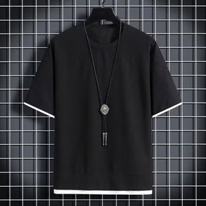 Camiseta transpirable sólida de algodón 100% de corte Regular para hombre de alta calidad, logotipo personalizado, bordado e impresión, diseño de cuello redondo, venta al por mayor - Product Image 3