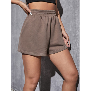 Short en jersey taille haute personnalisé pour femmes été plage décontracté Sport Yoga respirant grande taille bouton poche Logo décoration - Product Image 6