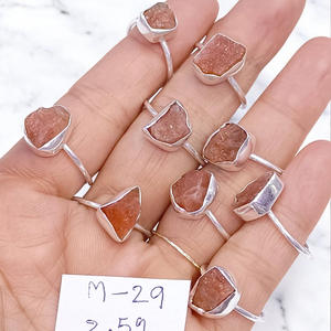 Bagues en argent sterling 925 avec pierre brute de pierre de soleil, prix de gros, bijoux en argent - Product Image 1