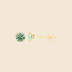 Pendientes de Diamantes Redondos de Oro Sólido de 14K, Diamantes Verdes Redondos Cultivados en Laboratorio de 0.66 Quilates F+-VS, para Ocasiones Especiales y Fiestas - Product Image 1