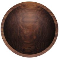 Handgemaakte, gepolijste, natuurlijke mango houten schaal met wortelsnijwerk, modern design, 20 cm, voor fruit, salade en snacks.