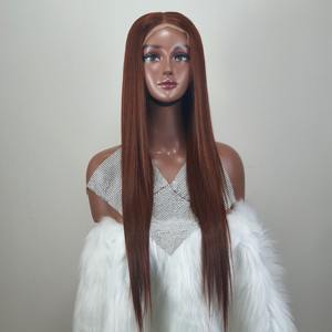 Peluca Larga de Cabello Humano Virgen Remy Vietnamita 100% de Alta Calidad para Estilo Liso Color Castaño con Cierre Transparente Sin Pegamento - Product Image 1