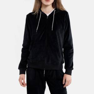 Sudadera con capucha con cremallera de terciopelo de Color vino de algodón para mujer, jersey en blanco personalizado, cuello largo con capucha, Otoño Invierno, transpirable alto - Product Image 4