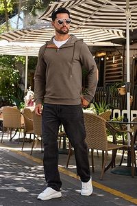 Jersey de moda para hombre de alta calidad, sudaderas con capucha, manga larga, cordón térmico, botón, textura, Sudadera con capucha - Product Image 6