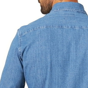 Etiqueta privada hecha a medida su propio diseño ligero hombres camisa de mezclilla al por mayor Durable estilo liso camisa de mezclilla - Product Image 6
