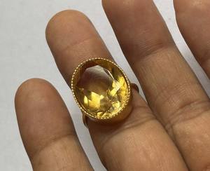 Bague en argent sterling plaqué or faite à la main Citrine Gemstone 10X16mm Forme ronde Prong Set High Looking Jewelry for Christmas Gift - Product Image 6