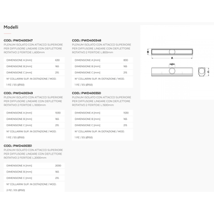 Diffusore Lineare in Alluminio Tecnosystemi, Deflettore Rotante a 2 Fessure, Griglia Isolata Rettangolare per Montaggio a Soffitto - Product Image 2