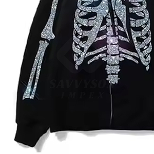 Sweat à capuche pour homme en tissu respirant, style pull, avec poche et strass, très vendu - Product Image 4