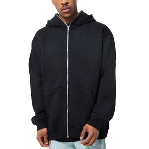 Vente en gros Sweat à capuche court vierge avec fermeture éclair complète Sweat à capuche zippé d'hiver en polaire surdimensionné et lourd Sweat à capuche zippé avec impression bouffante personnalisée - Product Image 2