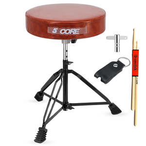 5 Core Drum Throne 3" Thick Padded Guitar <b>Stool</b> 200Lb Capacity Heavy Duty Adjustable Drummer Chair - Product Image 1