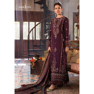 Asim Jofa Presenta un Conjunto de Camisa Bordada de Chifón Estilo Bohemio para Primavera/Verano con Dupatta y Pantalones - Product Image 2