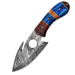 Jexmoo Cuchillo de Acero de Damasco Hecho a Mano Personalizado con Mango de Madera de Resina y Funda de Cuero, Regalo Perfecto para Acampada y Caza - Product Image 2