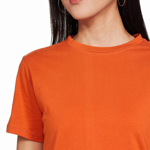 Venta al por mayor de manga corta 100% algodón de alta calidad nuevo diseño de impresión de manga corta Casual liso mujeres camiseta - Product Image 4