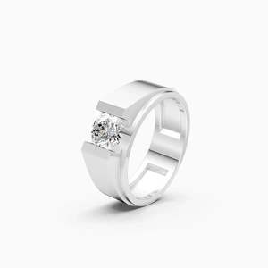 Lab Grown Diamond Round Cut Elegant <b>Mens</b> Band Statement <b>Ring</b> Featuring 0.95 Ct | In 9K Yellow White And Rose Gold - Product Image 3
