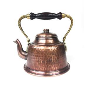 Théière en cuivre classique Maras Turquie, vintage, faite à la main, ensemble de thé et de café classique, élégant, 1L, de qualité supérieure, écologique, couleur oxyde - Product Image 1