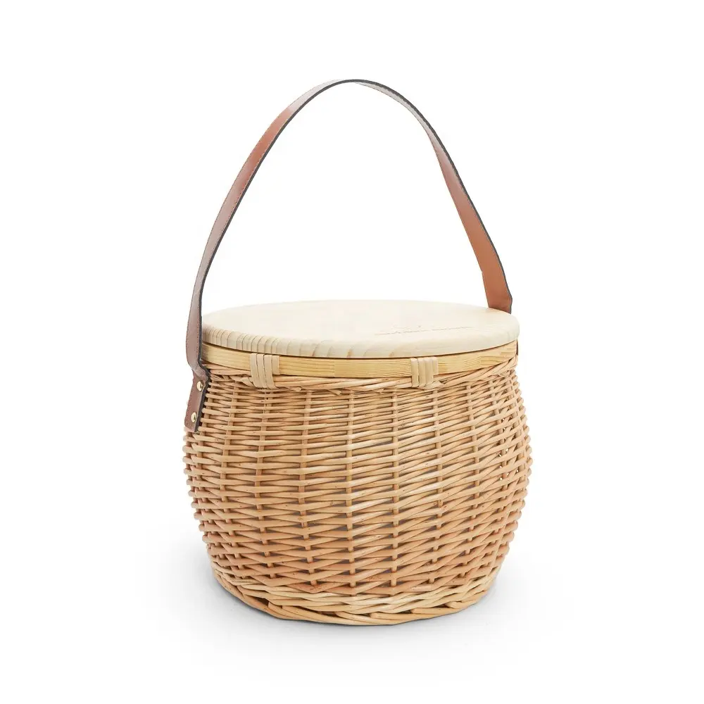 Good Quality Best Seller Natural Wicker Rattan Picnic Basket with Insulated Cooler Bag Large Size for Camping OEM Acceptable