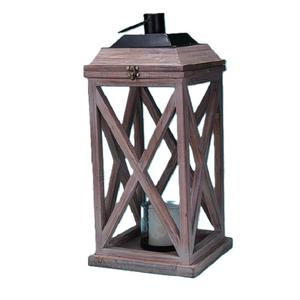 Classic Square Wooden & Metal Candle <b>Lanterns</b> With Glass Inside for <b>Indoor</b> and Outdoor Decorative Candle <b>Lantern</b> Set - Product Image 5