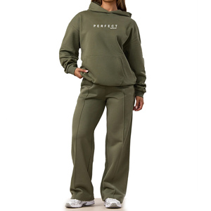 เสื้อฮู้ดดี้ Perfect Industry 2026 ชุดเซ็ตผู้หญิงสำหรับฤดูหนาว เสื้อฮู้ดดี้โอเวอร์ไซส์ 550GSM และกางเกงขายาว ชุดวอร์มผู้หญิง ชุดจ็อกเกอร์ - Product Image 1