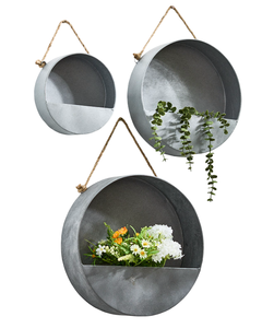 Maceta colgante de forma redonda galvanizada para interiores moderna, maceta redonda de Metal para pared de plantas para decoración del hogar con acabado oxidado - Product Image 5