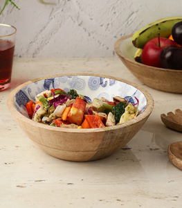 High Quality Wood Fruits Bowl Stand Printed Design Dinner <b>Table</b> Decorative Item Chocolate Server Platter Bowl - Product Image 5