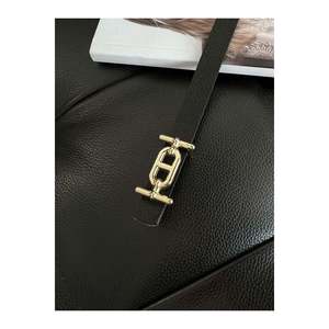 <b>Gold</b> Buckle Thin Women's <b>Belt</b>, Trouser <b>Belt</b>, Shirt <b>Belt</b>, Jacket <b>Belt</b> - Black-<b>Gold</b> - Product Image 2