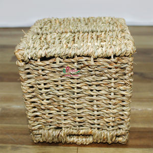 Boîte à mouchoirs en jonc de mer tissé à la main et en jacinthe d'eau artisanat vietnamien naturel pour la décoration intérieure - Product Image 3