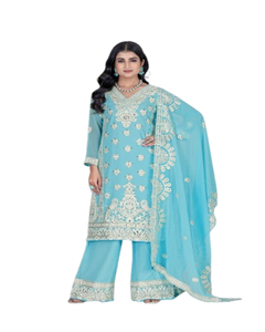 Nouvelle rayonne belle tenue décontractée Kurta pantalon Dupatta costume ensemble élégant indien et pakistanais robe traditionnelle entièrement cousue robes - Product Image 1