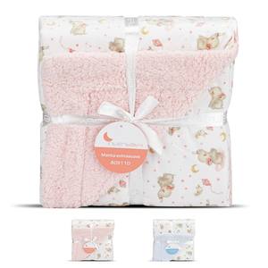 Mod. Couverture en peluche rose pour bébé Elefante avec motif tissé en forme de personnage - Product Image 1
