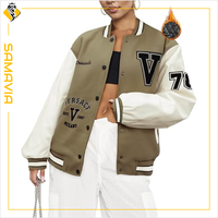 Blouson Bomber Varsity Personnalisé en Cuir de Poisson pour Femme SAMAVIA, Respirant, Hiver/Été, Décoration en Fourrure, Style Universitaire, 100% Personnalisable