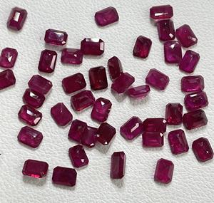 Rubí Birmano Calentado 100% Natural de Alta Calidad, Corte Octogonal de 3x4-3x5mm, Color Rojo Rosado, Gema Suelta para Joyería - Product Image 1