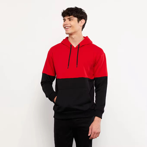 Sweat-shirt à capuche pour homme, coupe oversize, manches régulières, en coton tricoté, style streetwear décontracté, avec poche, color block, pour l'automne - Product Image 2