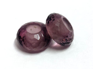 Vente en gros de perles de quartz mauve clair 14.5mm Rondelle Big Hole 5mm Drill Gemstone Faceted 13.5 Cts Large Hole Bracelet Blue Crystal - Product Image 2