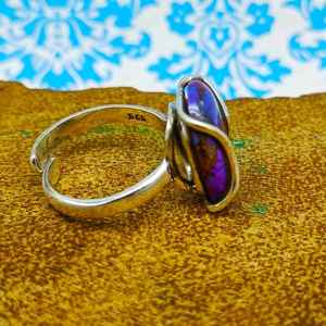 Bague en argent sterling 925 faite à la main élégante pierre de turquoise en cuivre violet naturel pierre précieuse de coupe ovale lisse pour mariage ou fête - Product Image 3